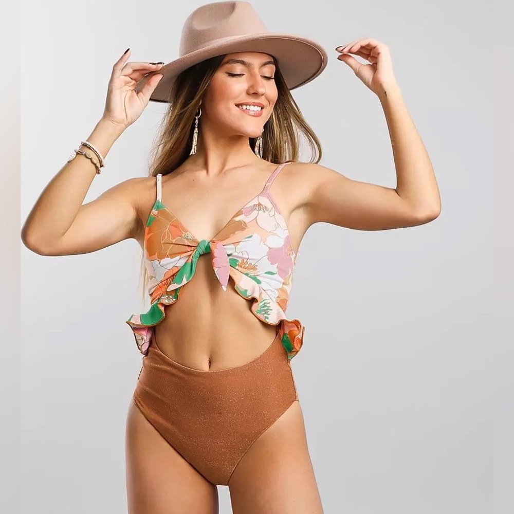 Power 2 The Flower Carly Cut-Out Swimsuit, M